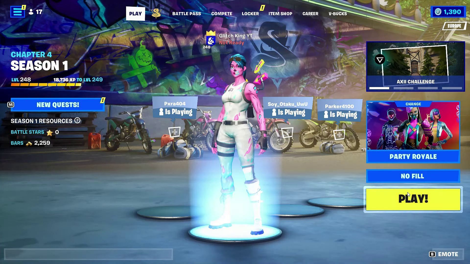 Select Party Royale No Fill mode (Image via YouTube/GKI)
